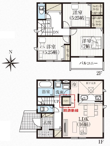 豊田市栄町　新築分譲住宅　全3棟　1号棟の間取り