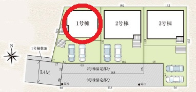 豊田市栄町　新築分譲住宅　全3棟　1号棟の区画図