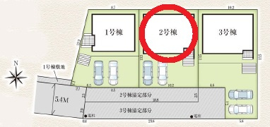 豊田市栄町　新築分譲住宅　全3棟　2号棟の区画図