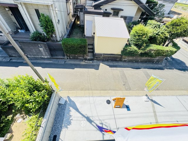 市川市原木４丁目新築戸建【二俣小学校：10分】の展望|バルコニーより道路側眺望・南道路で日当たり良好♪
