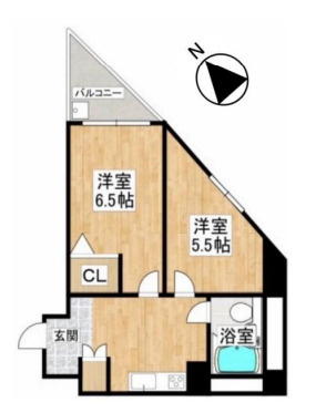 大阪市中央区内本町2丁目　２Ｋ　オーナーチェンジ物件の間取り