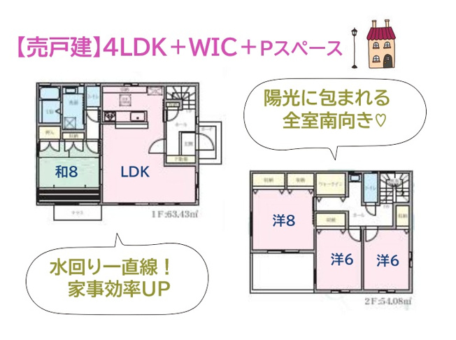 【間取り】 | 育児・家事・客間に多目的使える和室込・4ＬＤＫの間取りプラン◎
世界遺産「富士山」を遠望！１日を通して日照時間長い全室南向き！
家計に優しい都市ガス物件です♪　
