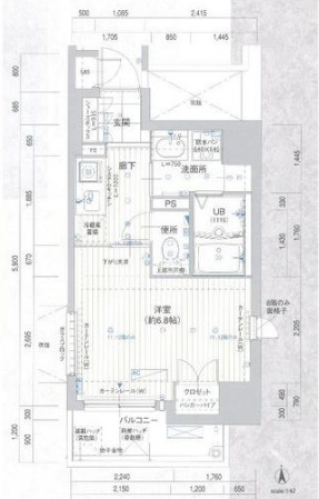大阪市西区京町堀1丁目　１Ｋ　オーナーチェンジ物件の間取り