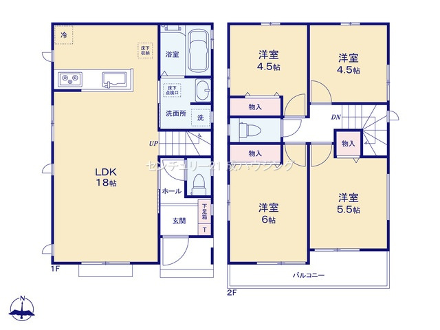 【間取り】 | ハートフルタウン　あきる野市下代継　新築　全2棟　A号棟 | 4LDK