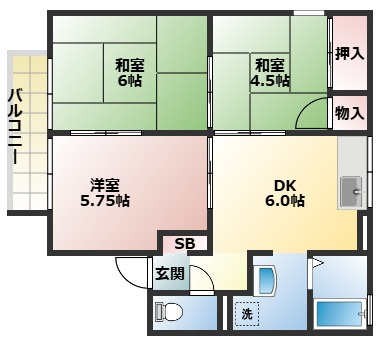 神戸市垂水区清玄町のハイツの間取り