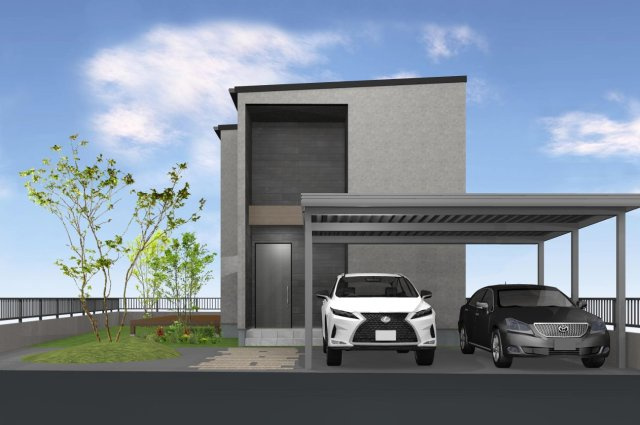 【完成予想図】 | 清水区大内　土地 | 1.建物プラン例
2.建物プラン価格2780万円から
3.建物プラン面積115.91㎡