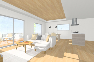 【完成予想図】 | 清水区大内　土地 | 1.建物プラン例
2.建物プラン価格2780万円から
3.建物プラン面積115.91㎡
