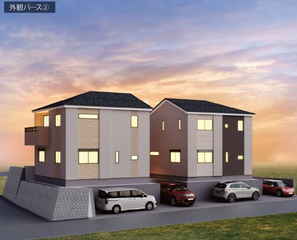 横浜市戸塚区上矢部町 新築戸建【仲介手数料無料】カースペース2台の外観パース