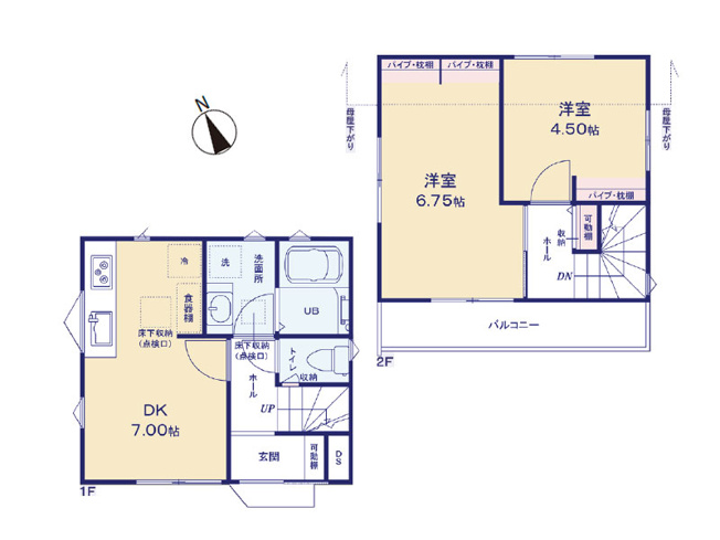 【間取り】 | 練馬区西大泉1丁目　新築一戸建住宅　全1棟　(保谷店) | 各所室に収納スペースを備えお部屋を広くお使いいただけます。