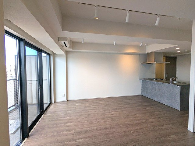 CLARITIA ASAKUSAの設備|カウンターキッチン、LDKにエアコン・スポットライト付き