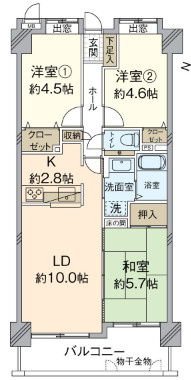 JGMヴェルデ室見の間取り