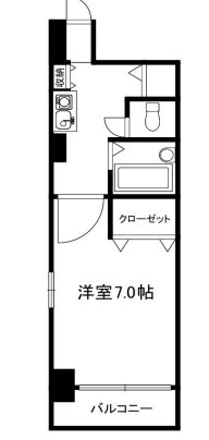 大阪市中央区瓦屋町1丁目　１Ｋ　オーナーチェンジ物件の間取り