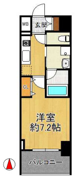 大阪市大正区三軒家西3丁目　１Ｋ　オーナーチェンジ物件の間取り
