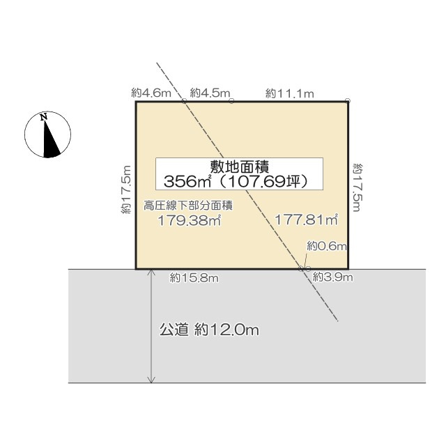 あざみ野南４丁目売地【建築条件なし】の土地図|敷地面積356㎡（107.69坪）　