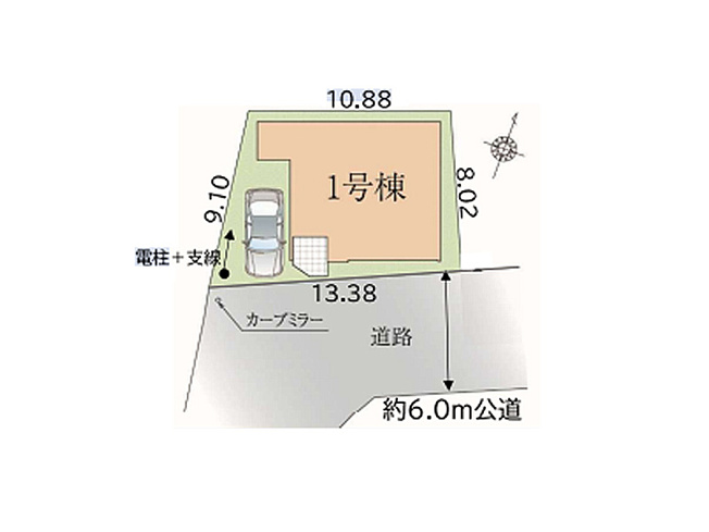 【区画図】 | 富士見市鶴瀬東2丁目　新築一戸建住宅　全1棟　(ふじみ野店) | 陽当たり良好な南側道路に接道。
