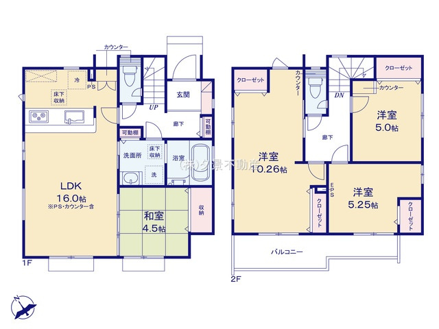 《仲介手数料無料》見沼区大字大谷1996-7(全1戸)新築一戸建てブルーミングガーデンの間取り