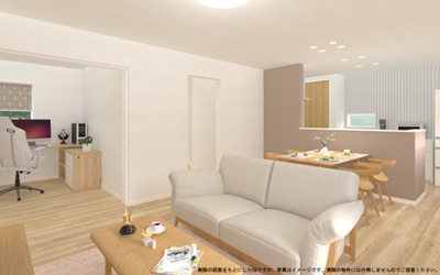 【完成予想図】 | 【LDK　イメージパース】
※画像は設計図面を基に作成したイメージです。