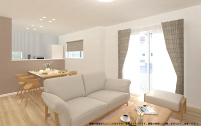 【完成予想図】 | 【LDK　イメージパース】
※画像は設計図面を基に作成したイメージです。