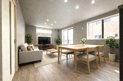 【居間・リビング】 | 【LDK　CG家具設置イメージ】
※画像に含まれる家具家電はCGで作成したイメージです。実際の物件には付帯しません。