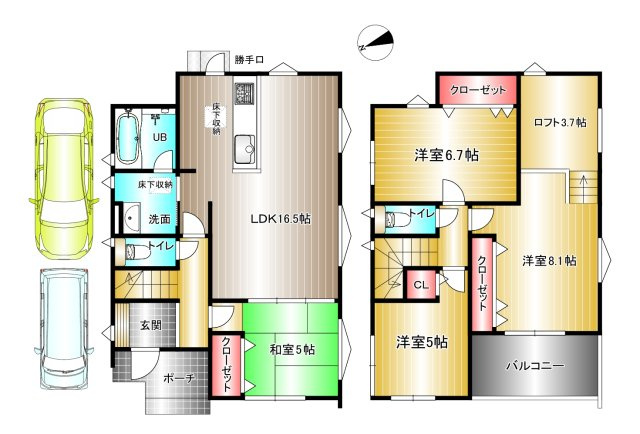 泉佐野市岡本　新築一戸建ての間取り