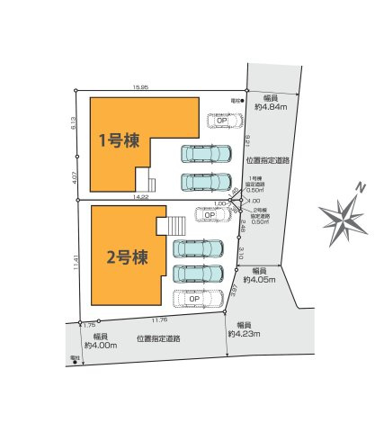 熊本市北区八景水谷1丁目第2-2棟（2号棟）　の区画図|配置図（2号棟）