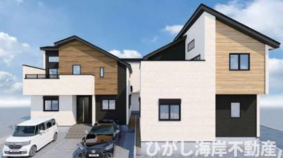 藤沢市片瀬海岸３丁目　新築戸建　全３棟の外観パース|1.2号棟　イメージパスですので実際のものと多少異なります
