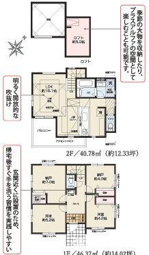 藤沢市片瀬海岸３丁目　新築戸建　全３棟の間取り|全居室2面採光の２LDK＋２Sです。