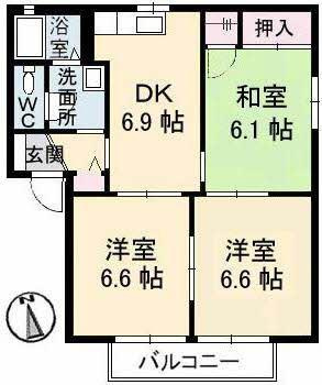 シャルマンらくざん　Ⅰ棟の間取り