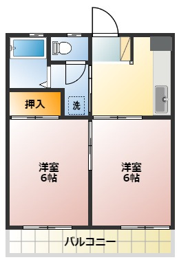 【間取り】 | ハマグランデ | 2Kの間取りです！
