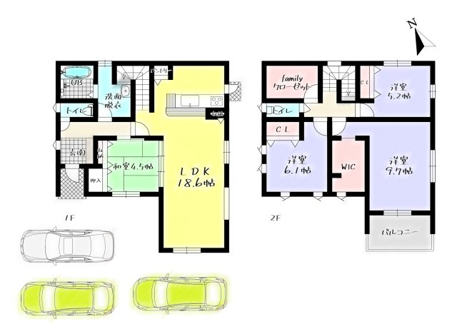 ーBloomーブルームー小倉南区津田新町1丁目2期　【小倉南区　新築戸建て】の間取り|ーBloomーブルームー小倉南区津田新町1丁目2期　【小倉南区　新築戸建て】