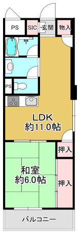 大阪市城東区野江1丁目　１ＬＤＫ　オーナーチェンジ物件の間取り