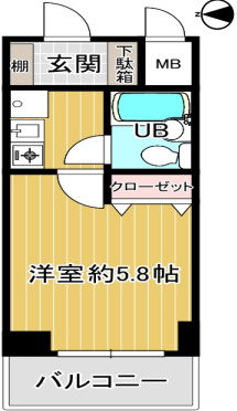 大阪市北区天満4丁目　１Ｋ　オーナーチェンジ物件の間取り