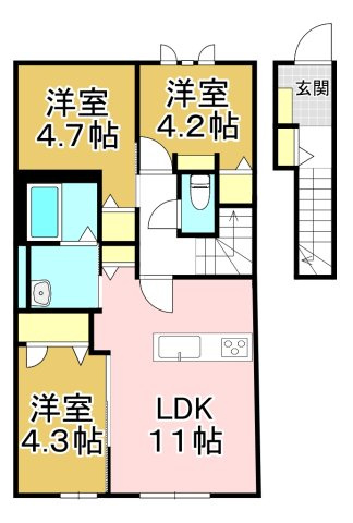 Gloire遠賀野Aの間取り
