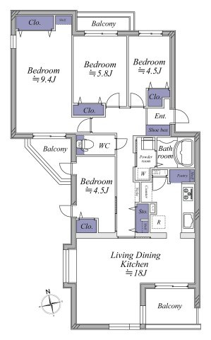 【間取り】 | 多摩川久地パークハイツ | 95㎡の4LDK。