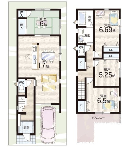 東大阪市豊浦町　第1期　新築一戸建ての間取り|2号地