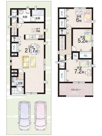 東大阪市大蓮南　第3期　新築一戸建ての間取り|１号地