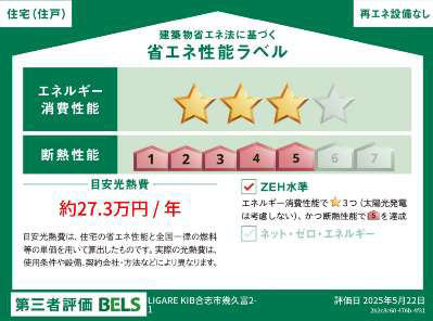 ケイアイリガーレ／合志市幾久富２期／１号棟の省エネ性能ラベル