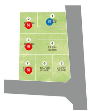 【商談中】乙訓郡大山崎町小字尻江【モデルハウス】の区画図|全7区画！残4区画です(^^)/
