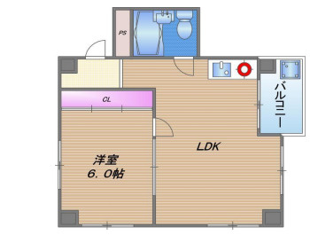 大阪市浪速区元町1丁目　１ＬＤＫ　オーナーチェンジ物件の間取り