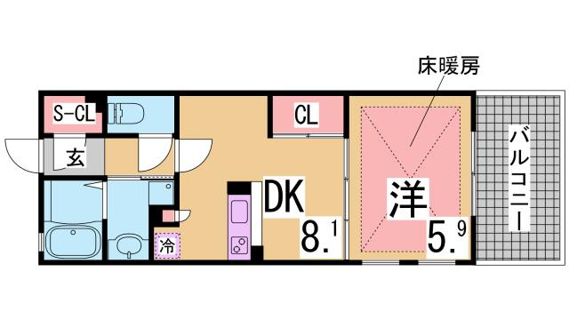 神戸市兵庫区駅南通１丁目の賃貸マンションの間取り