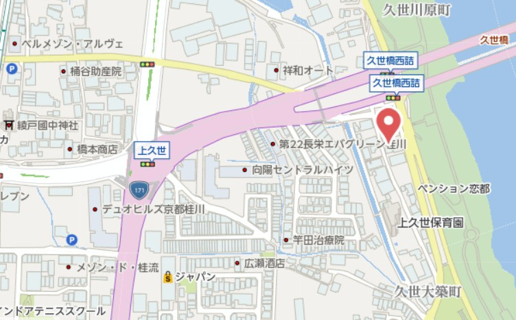 京都市南区久世川原町　建築条件なし土地の地図