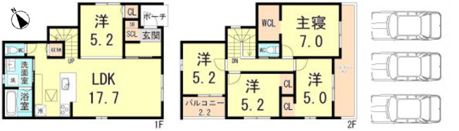 【間取り】 | 加古川市八幡町上西条（全2棟）西棟 | 5LDK+WIC+SICです。
