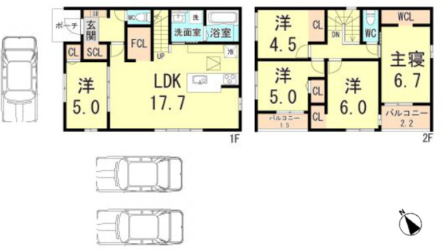 【間取り】 | 加古川市八幡町1期上西条（全3棟）2号棟 | 5LDK+WIC+SIC+FCです。