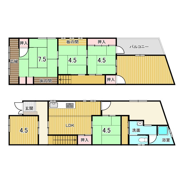 京都市左京区高野清水町　中古戸建の間取り