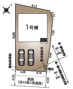 豊田市小坂町第6　新築分譲住宅　全1棟　1号棟の区画図