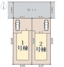 小中学校徒歩10分圏内・長期優良住宅　学園東町　全2棟　1号棟の区画図