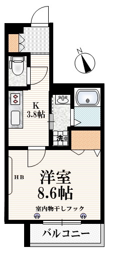 フォーチュン０９の間取り|★広々８．６帖の１Ｋヘーベルメゾン★
