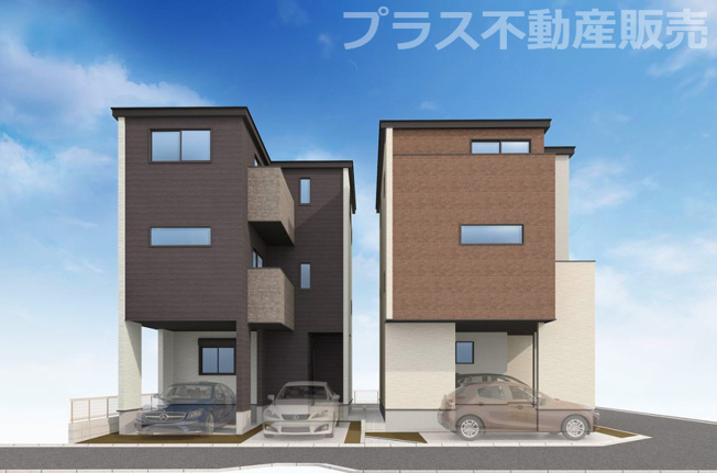 【外観】 | 春日市春日原北町5丁目1期　1号棟（全2棟）【仲介手数料無料・0円】 | 完成イメージの外観パースです。