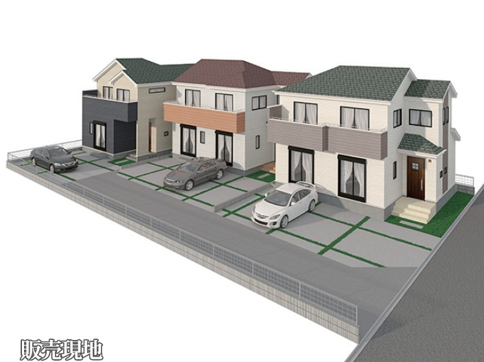 静岡市葵区新伝馬３期　新築戸建　全３棟　A号棟の外観パース|完成予想図