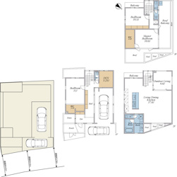 【間取り】 | 建物面積298平米、LDK37帖+2台駐車+ハイグレード家具付の大型3LDKプラン